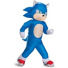 Disguise Sonic Inflatable Kids Costume, Official Sonic Move 3 Inflating Costume with Fan, One Size Child