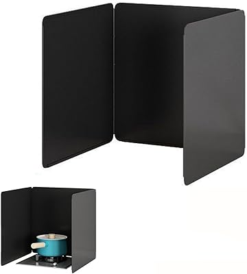 Cooking Splash Guards, Oil Splash Guard, Folding Splatter Guard, Oil Barrier, Grease Splatter Guard, Backsplash For Stove, Carbon Steel, For Gas Stoves, Camping, Barbecue, Black Color : Black, Size