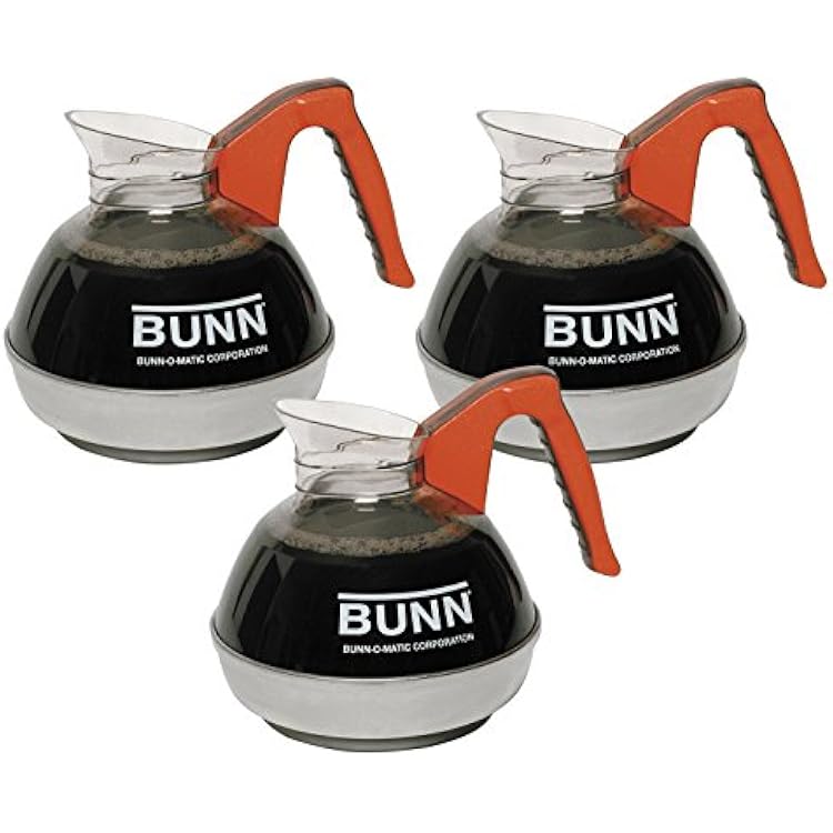 BUNN BUNN 12 Cup Easy Pour Commercial Decanter with Orange Handle 3 pack, Orange