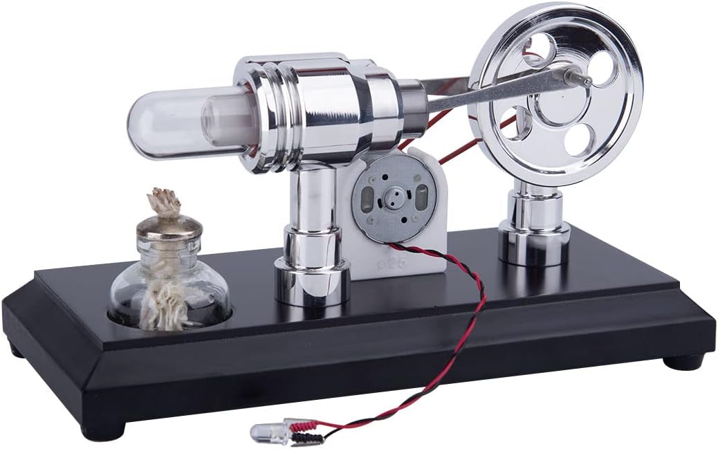 ENJOMOR Metal Hot-air Stirling Engine Generator Model That Works with Lamp Beads, Educational Science Engine Toy Festival Gift for Kids and Adults