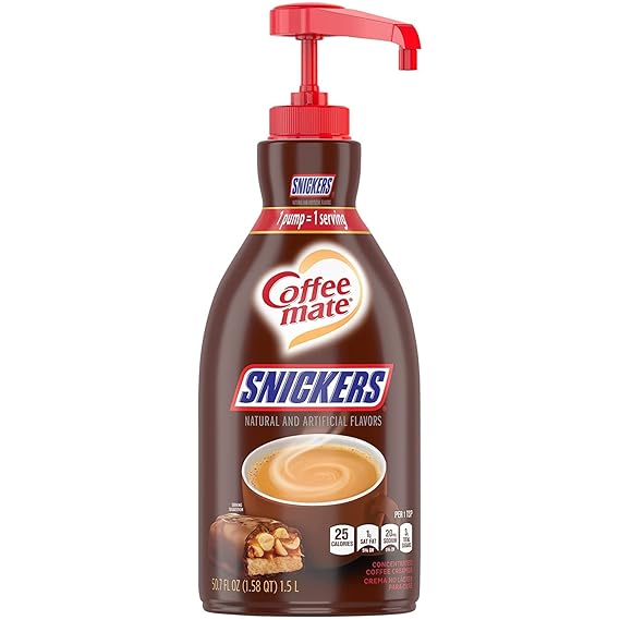 Coffee mate Liquid Coffee Creamer, Snickers, 1.5 Liter Pump Bottle (NES97955EA)