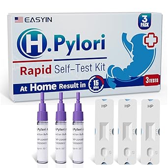 H Pylori Test Kit: 3 PCS Fast & Highly Accurate & Easy to Use & Read Helicobacter Pylori Test at Home Results in 10-15 Minutes H-Pylori Test Kit 3 Test