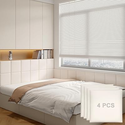 Yutianli 3D Anti-Collision Wall Padding for Kids Peel and Stick Headboard Wall Panels Pack of 4 Sized 11.8x 11.8 White Self-Adhesive Panels for Playroom Bedroom Upholstered Wall