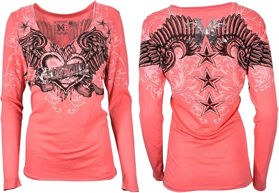 Xtreme Couture by Affliction Women's Long Sleeve T-Shirt, Graphic Print Design