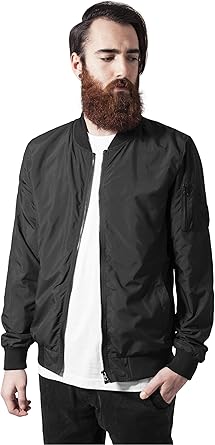 Urban Classics Mens Bomber Jacket TB1258 Light Bomber Jacket Color: black in Size: Large