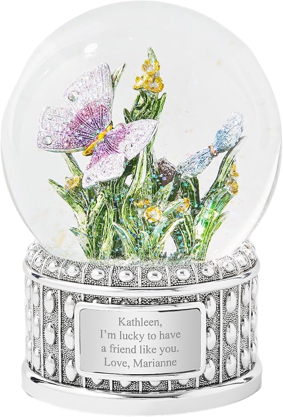 THINGS REMEMBERED Jeweled Butterfly Musical Snow Globe (Free Customization), Plays Flower Song Music