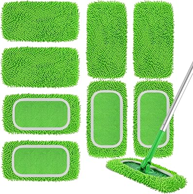 Reusable Microfiber Mop Pads Compatible with Swiffer Sweeper Mop, Wet and Dry Flat mop Cover, Replacement Sweeping Mopping pad Refills for SurfaceHardwood Floor Cleaning 8Pcs